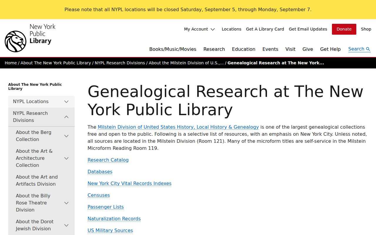 Manhattan historical directory research resources listed by NYPL Milstein Division