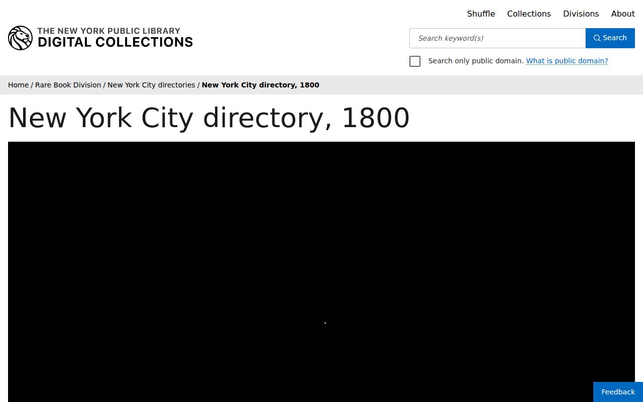 Manhattan historical directory sample item for Longworth's 1800 volume at NYPL