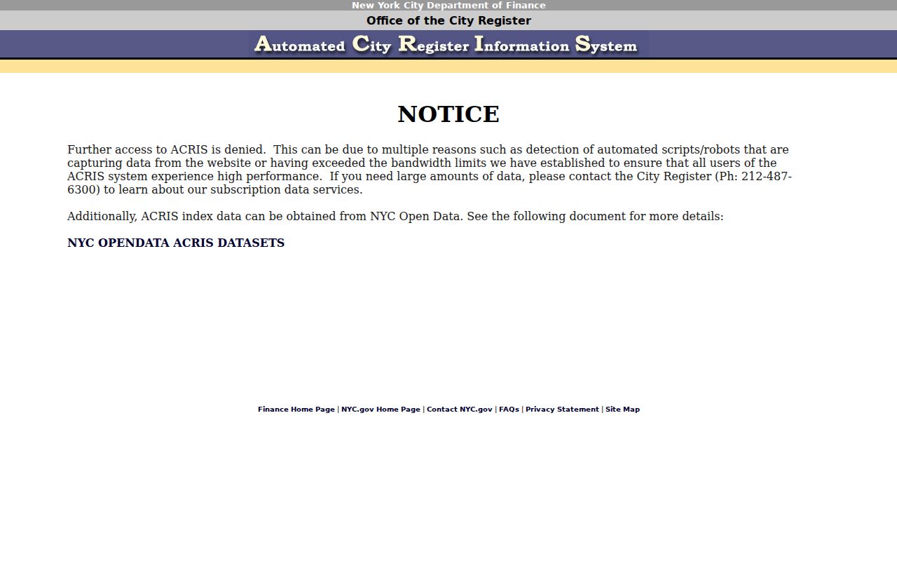 Manhattan previous residents ACRIS address and BBL lookup