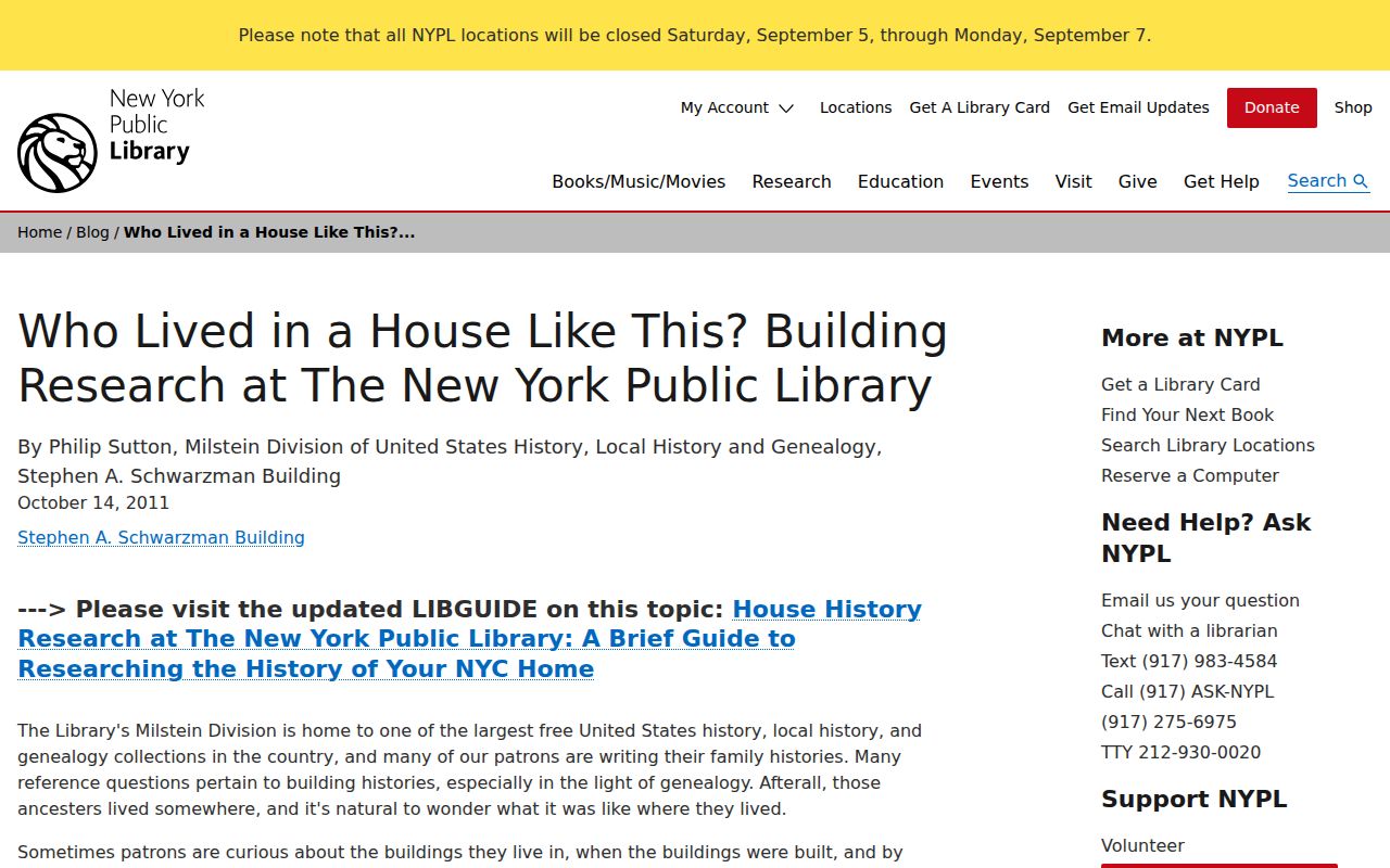 Manhattan previous residents NYPL house-history research guide